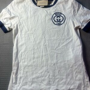 Gucci Kids White and Blue Short Sleeve Tee